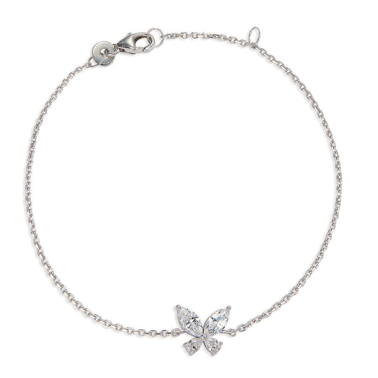 Bracelet Silver Zirconia 4 Stones Rhodium plated Butterfly 16-18 cm