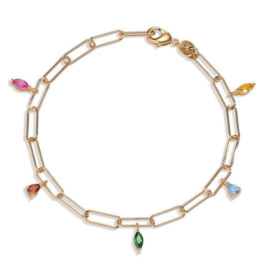 Bracelet Bronze Zirconia Colorful, 5 Stones 18 cm