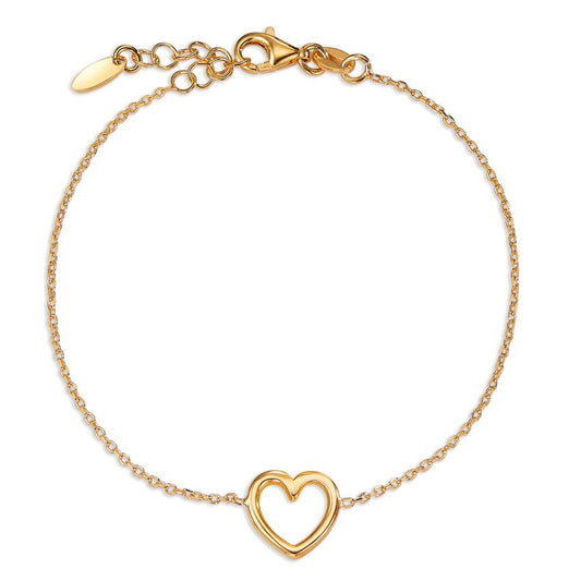 Bracelet Silver Yellow Gold plated Heart 17-19 cm