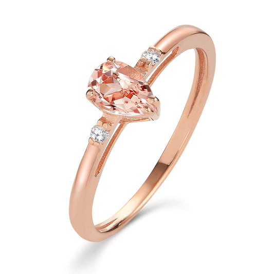 Ring 18k Red Gold Morganite 0.45 ct, 3 Stones