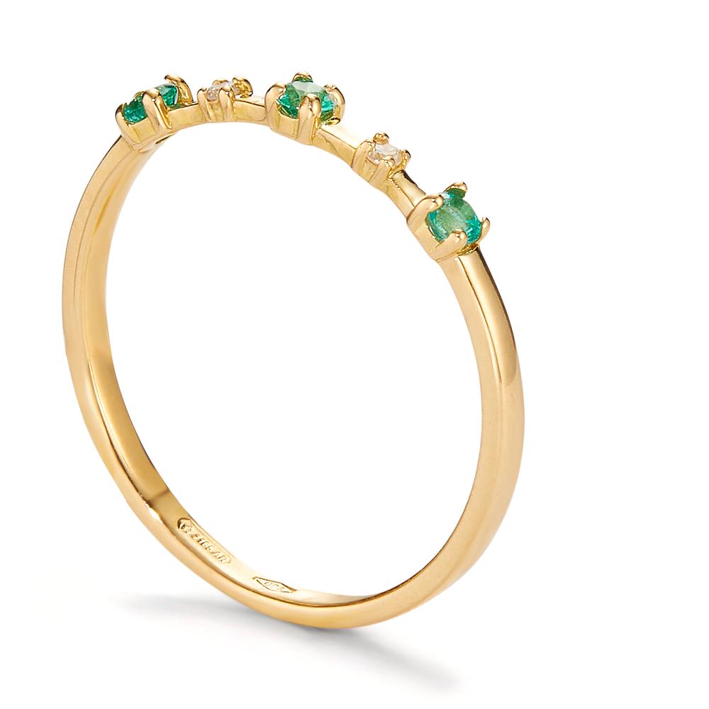 Ring 18k Yellow Gold Emerald 0.10 ct, 5 Stones