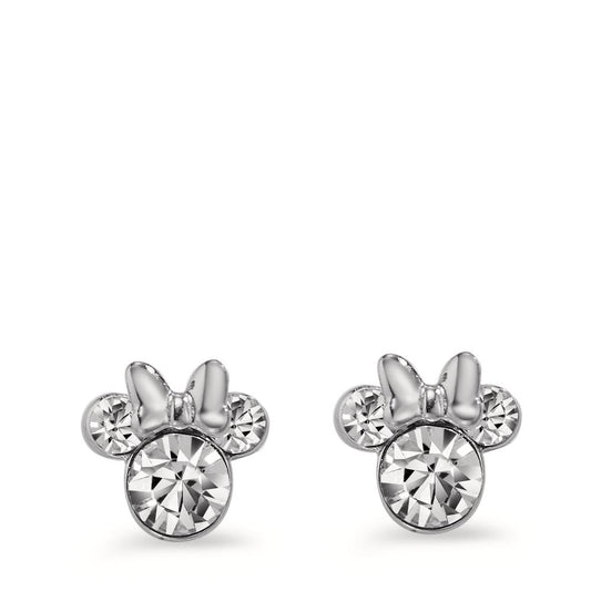 Stud earrings Silver Zirconia White, 4 Stones Rhodium plated Ø8.5 mm