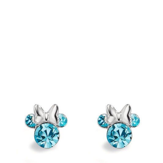 Stud earrings Silver Zirconia Aqua, 6 Stones Ø6 mm