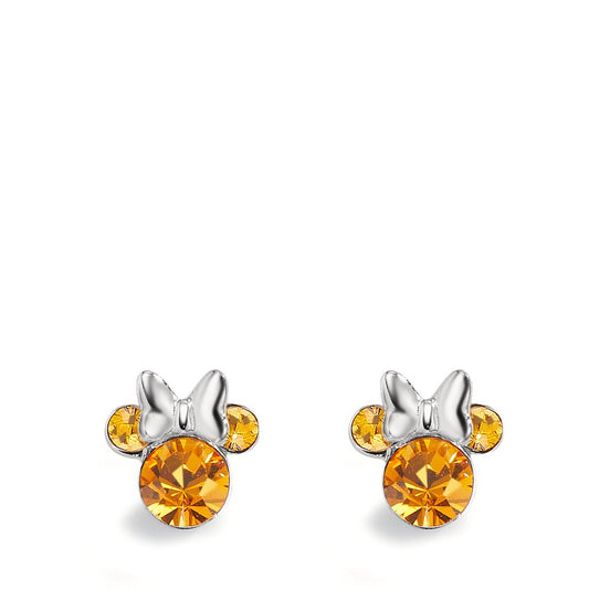 Stud earrings Silver Zirconia Orange, 6 Stones Ø6 mm