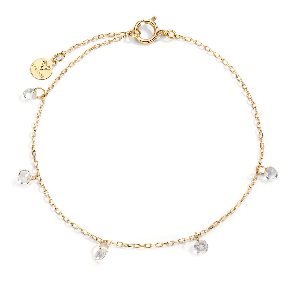 Bracelet 18k Yellow Gold Topaz White, 5 Stones 16-18 cm