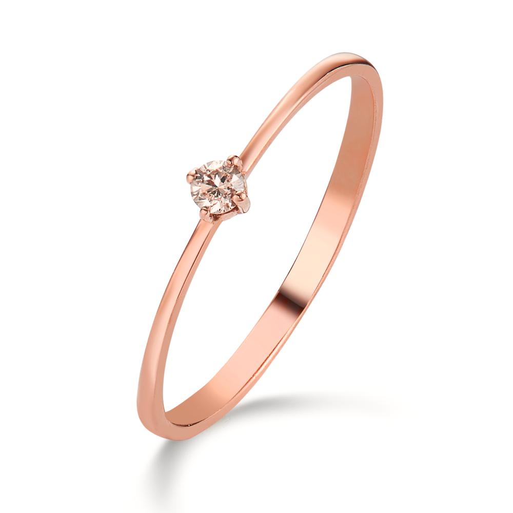 Solitaire ring 18k Red Gold Diamond 0.05 ct, w-si