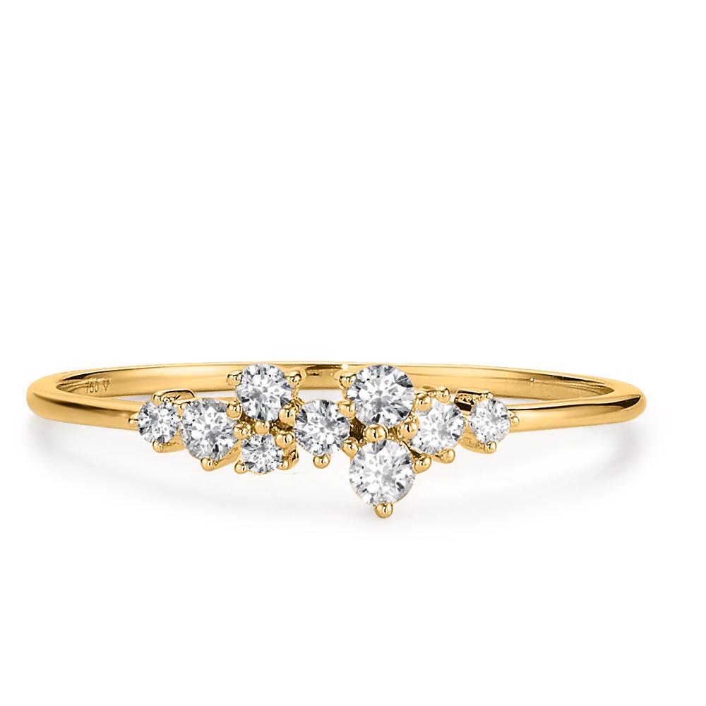 Ring 18k Yellow Gold Diamond 0.15 ct, 9 Stones, w-si