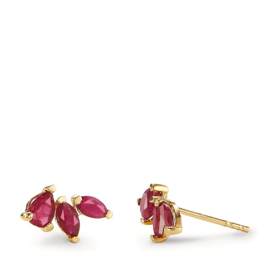 Stud earrings 18k Yellow Gold Ruby 6 Stones