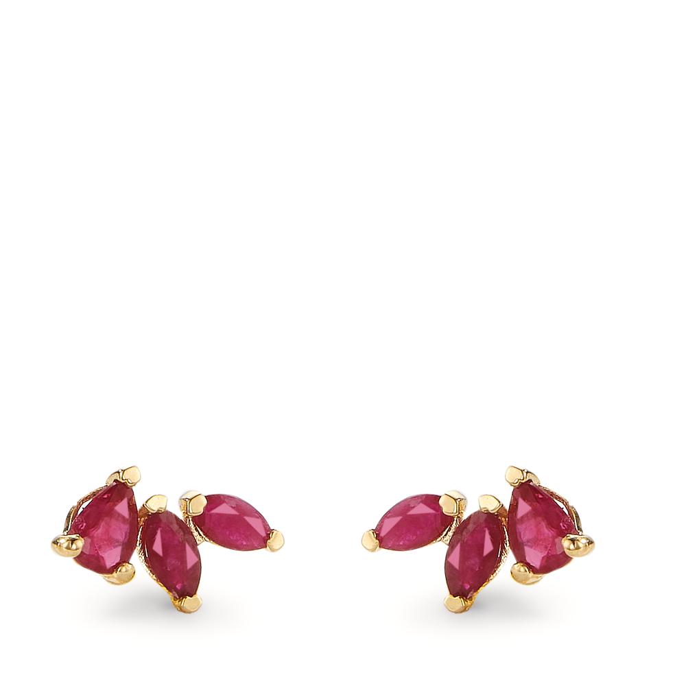 Stud earrings 18k Yellow Gold Ruby 6 Stones