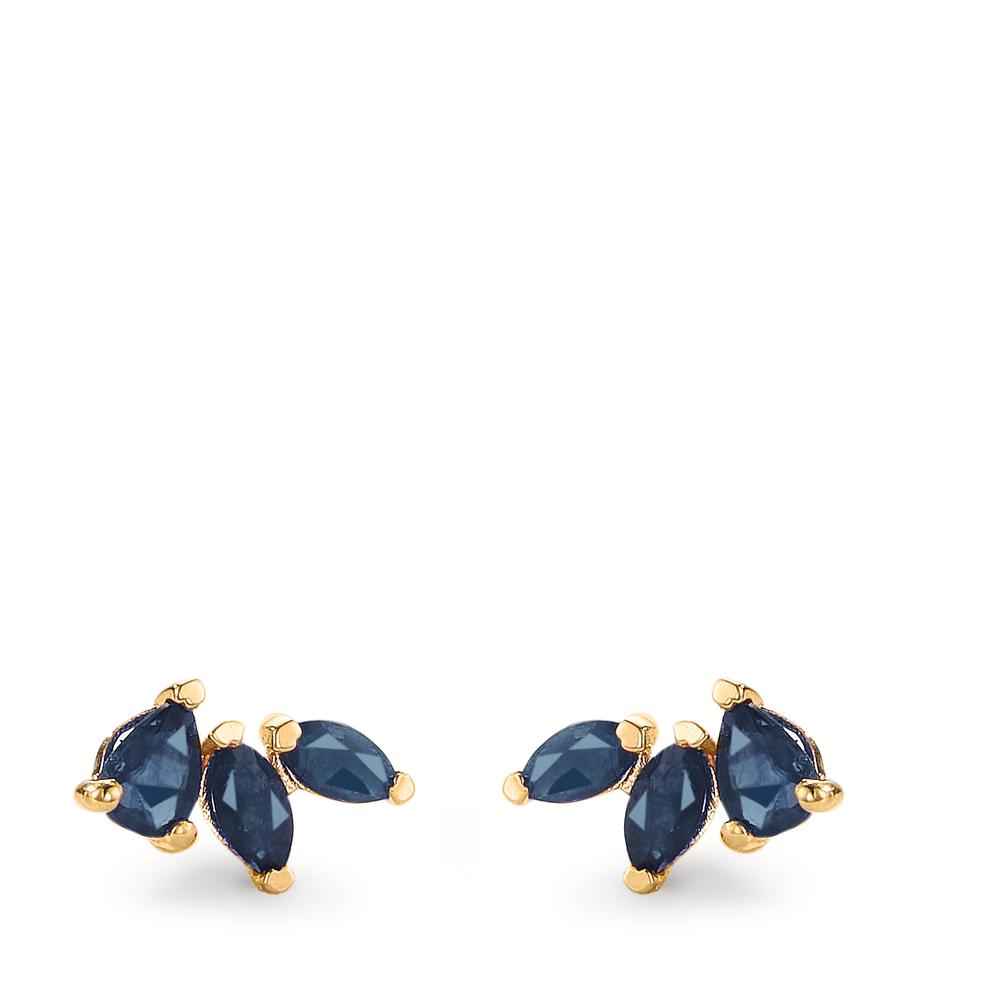 Stud earrings 18k Yellow Gold Sapphire 6 Stones