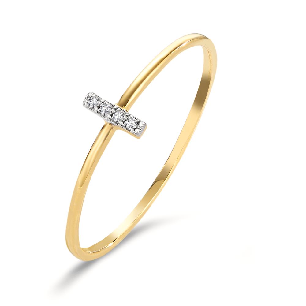 Ring 18k Yellow Gold Diamond 0.033 ct, 4 Stones, w-si