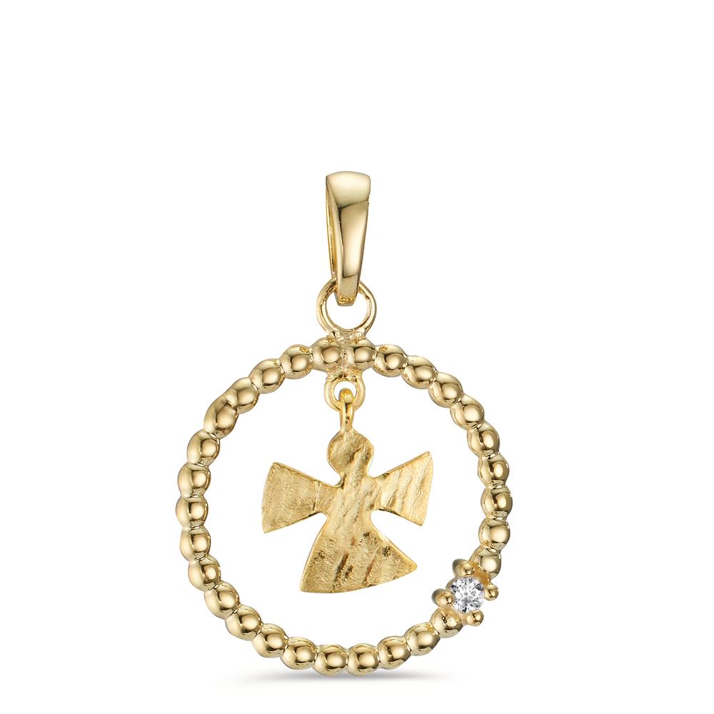 Pendant 9k Yellow Gold Zirconia Guardian Angel Ø14 mm