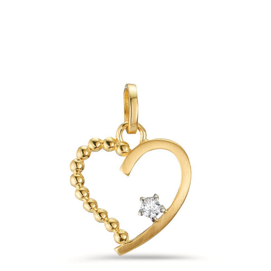 Pendant 9k Yellow Gold Zirconia Heart Ø12 mm