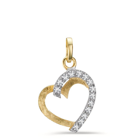 Pendant 9k Yellow Gold Zirconia Heart Ø12 mm