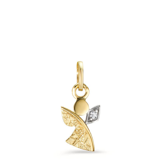 Pendant 9k Yellow Gold Zirconia Guardian Angel Ø7.5 mm