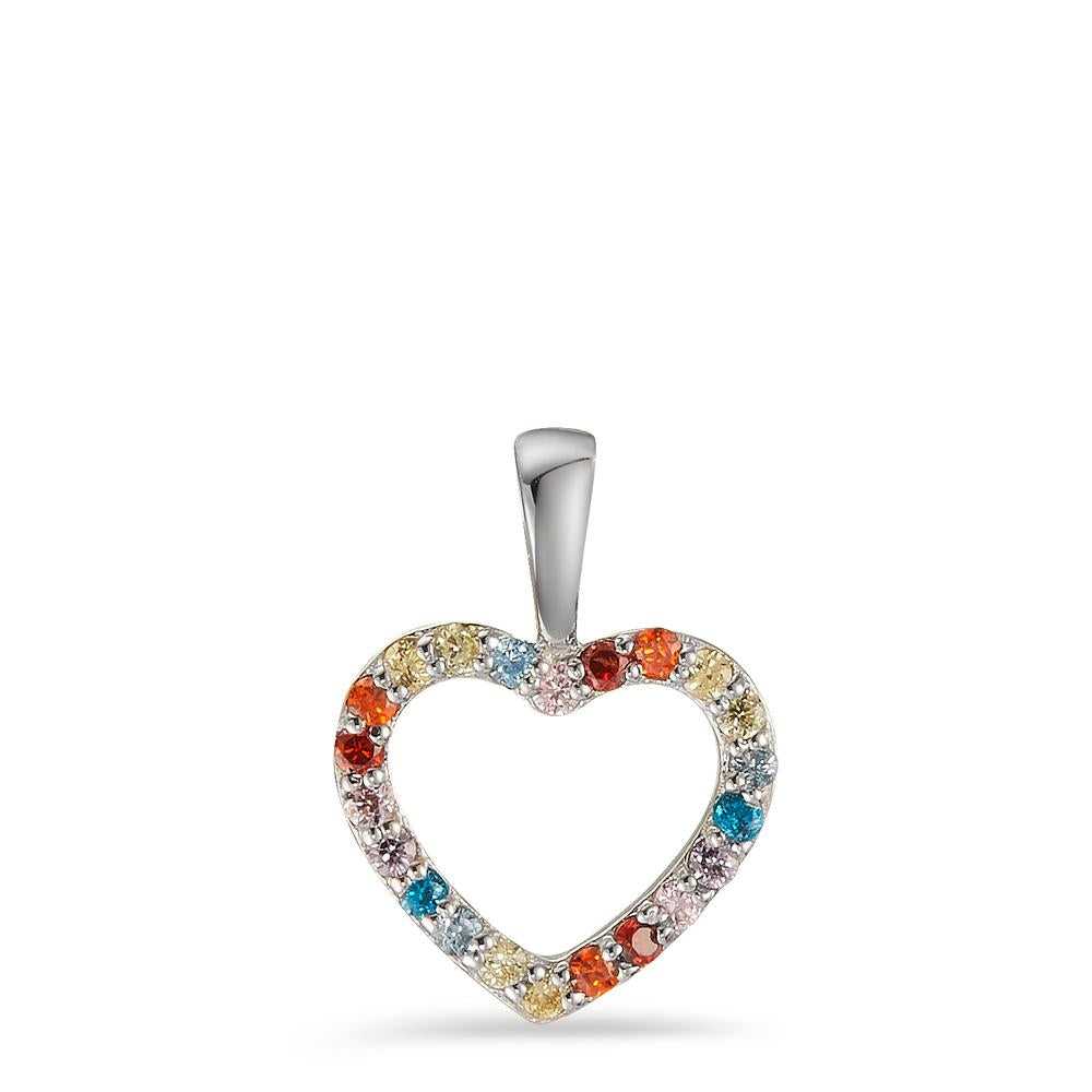 Pendant Silver Zirconia Colorful Rhodium plated Heart