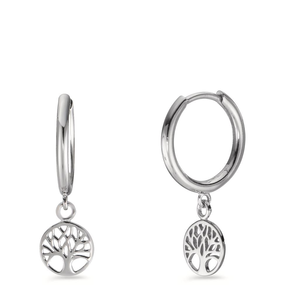 Hinged hoop Silver Rhodium plated Tree Of Life