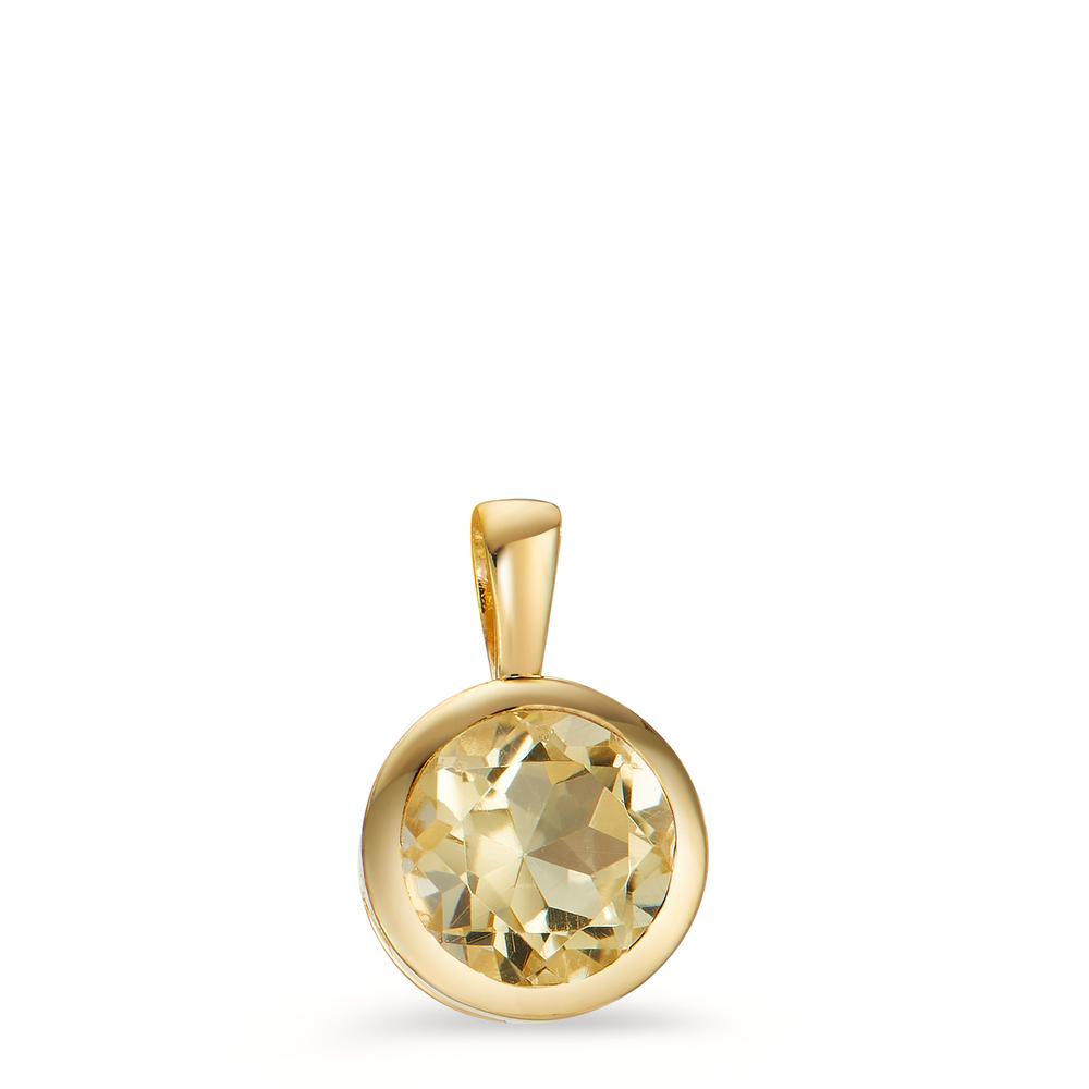 Pendant Silver Quartz crystal Yellow Yellow Gold plated Ø10 mm