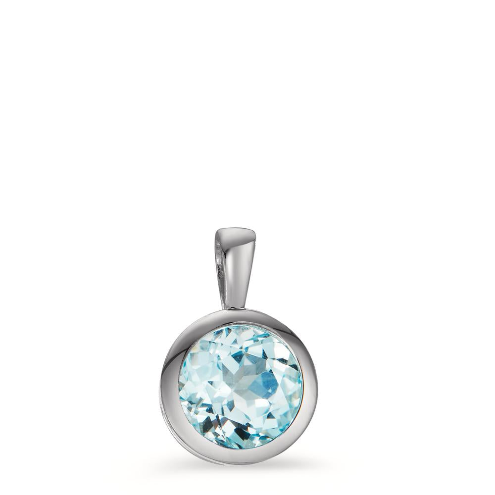 Pendant Silver Topaz Rhodium plated Ø10 mm