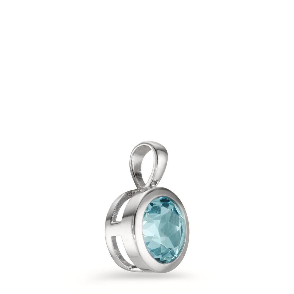 Pendant Silver Topaz Rhodium plated Ø10 mm