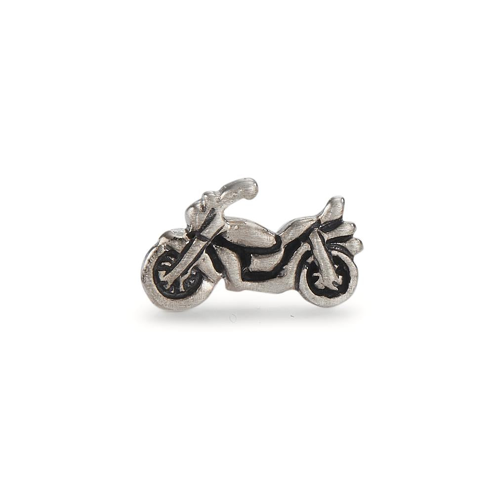 Single stud earring Silver Patinated Motorcycle