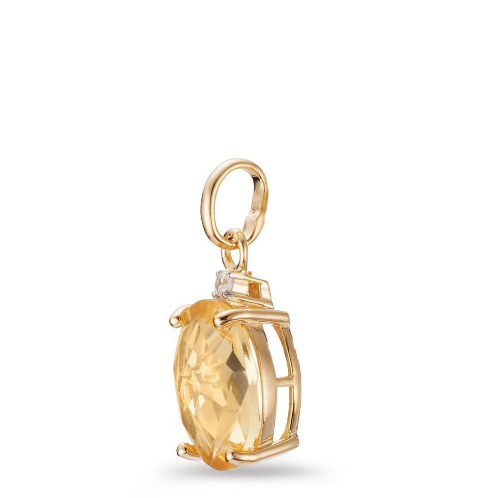 Pendant 9k Yellow Gold Citrine, Zirconia