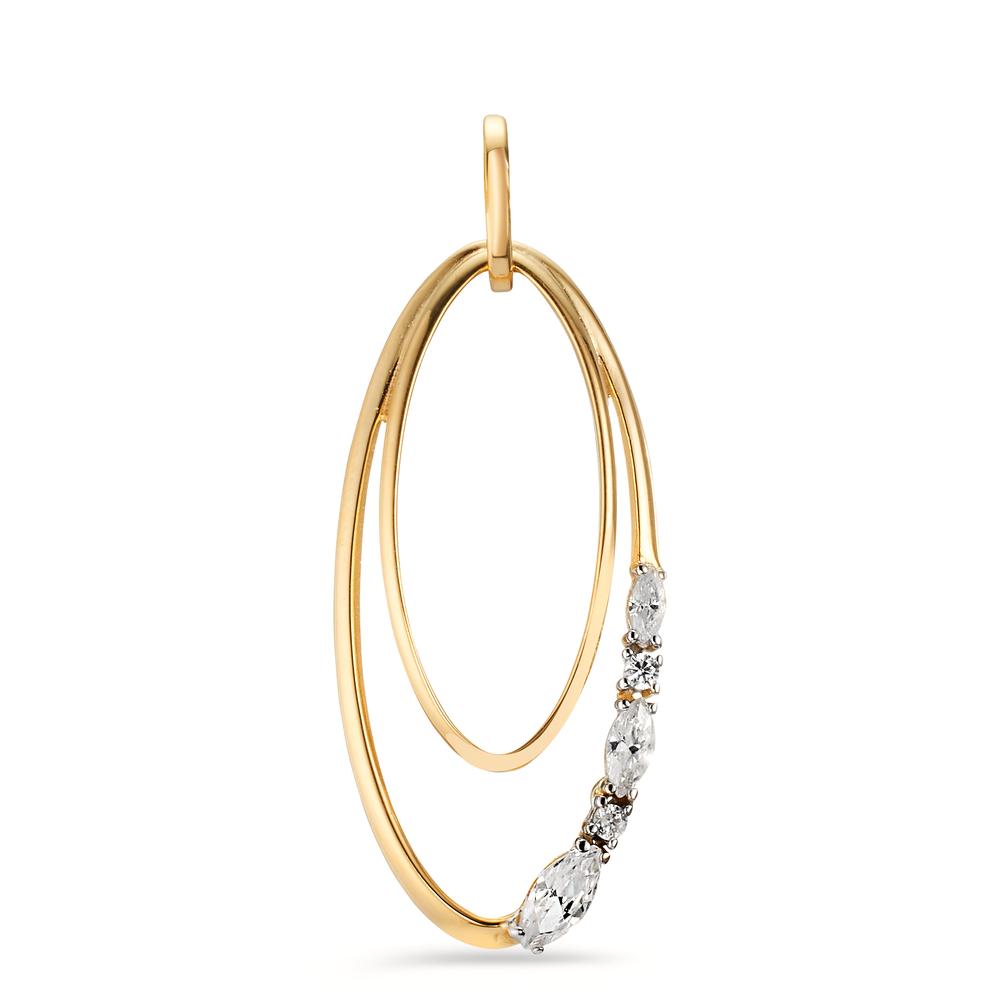 Pendant 9k Yellow Gold Zirconia 5 Stones