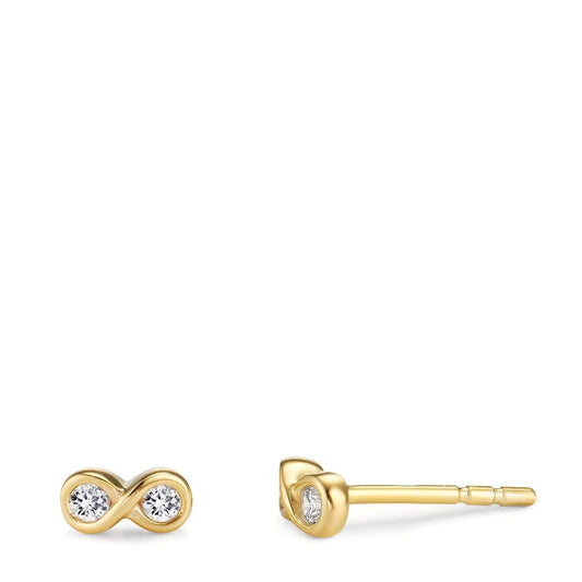 Stud earrings 9k Yellow Gold Zirconia 4 Stones Infinity