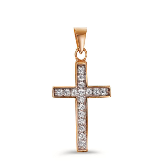 Pendant 9k Red Gold Zirconia 17 Stones Cross