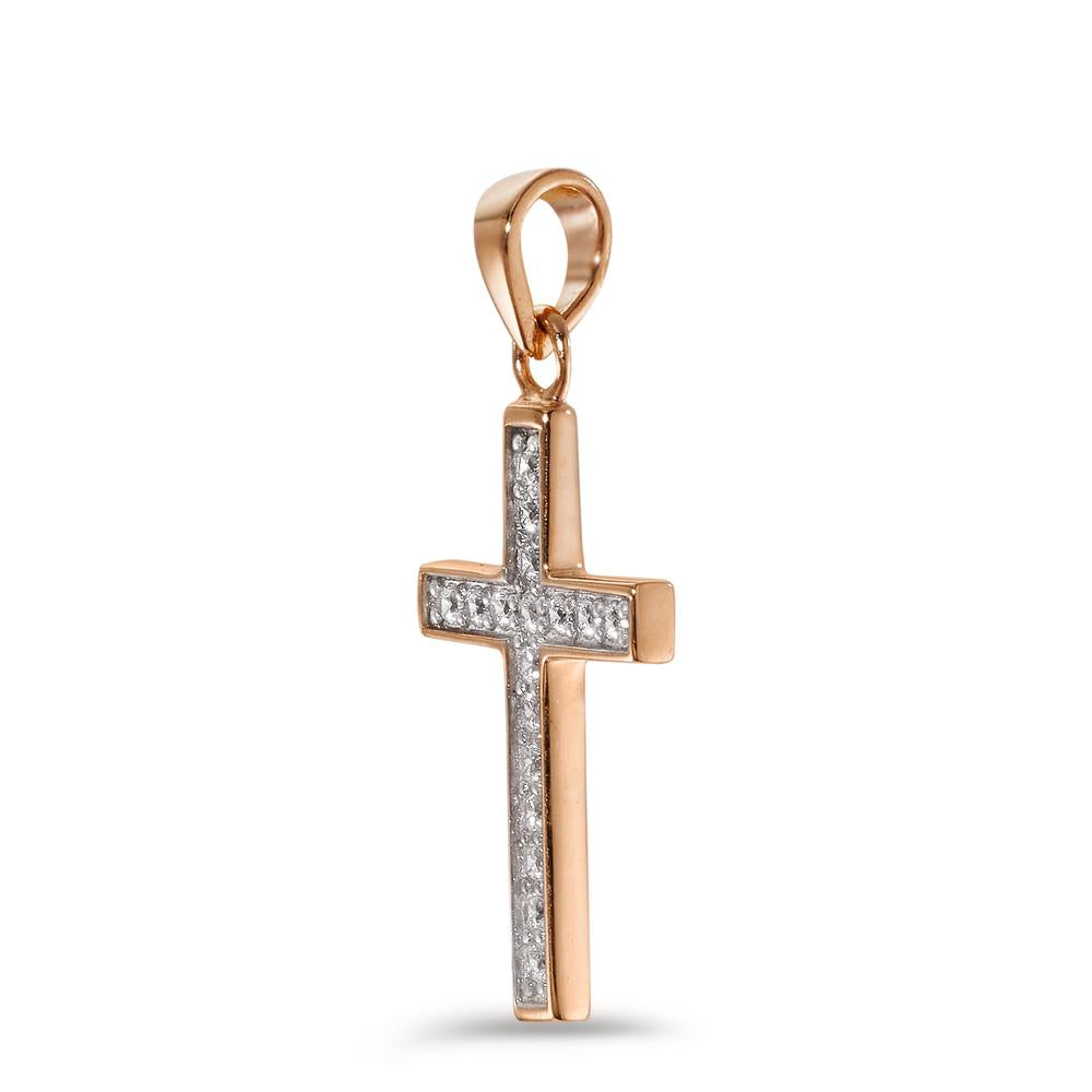 Pendant 9k Red Gold Zirconia 17 Stones Cross