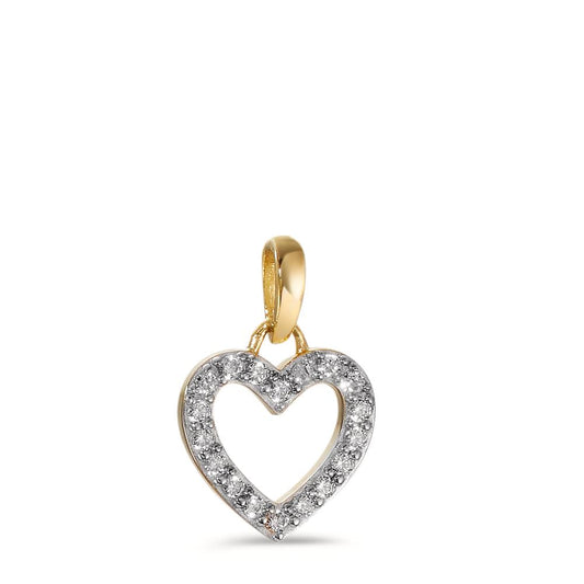 Pendant 9k Yellow Gold Zirconia Heart Ø8 mm