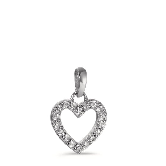 Pendant 9k White Gold Zirconia Heart Ø8 mm