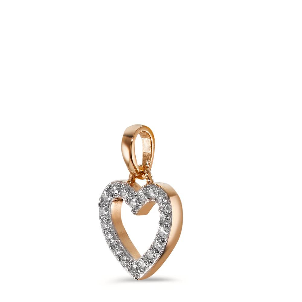 Pendant 9k Red Gold Zirconia Heart Ø8 mm