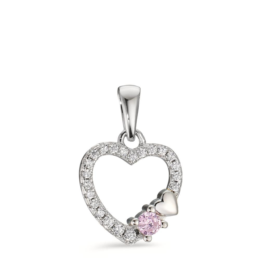 Pendant Silver Zirconia Rhodium plated Heart Ø11 mm