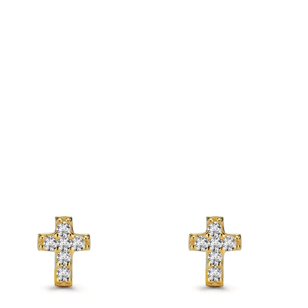 Stud earrings 9k Yellow Gold Zirconia 12 Stones Cross