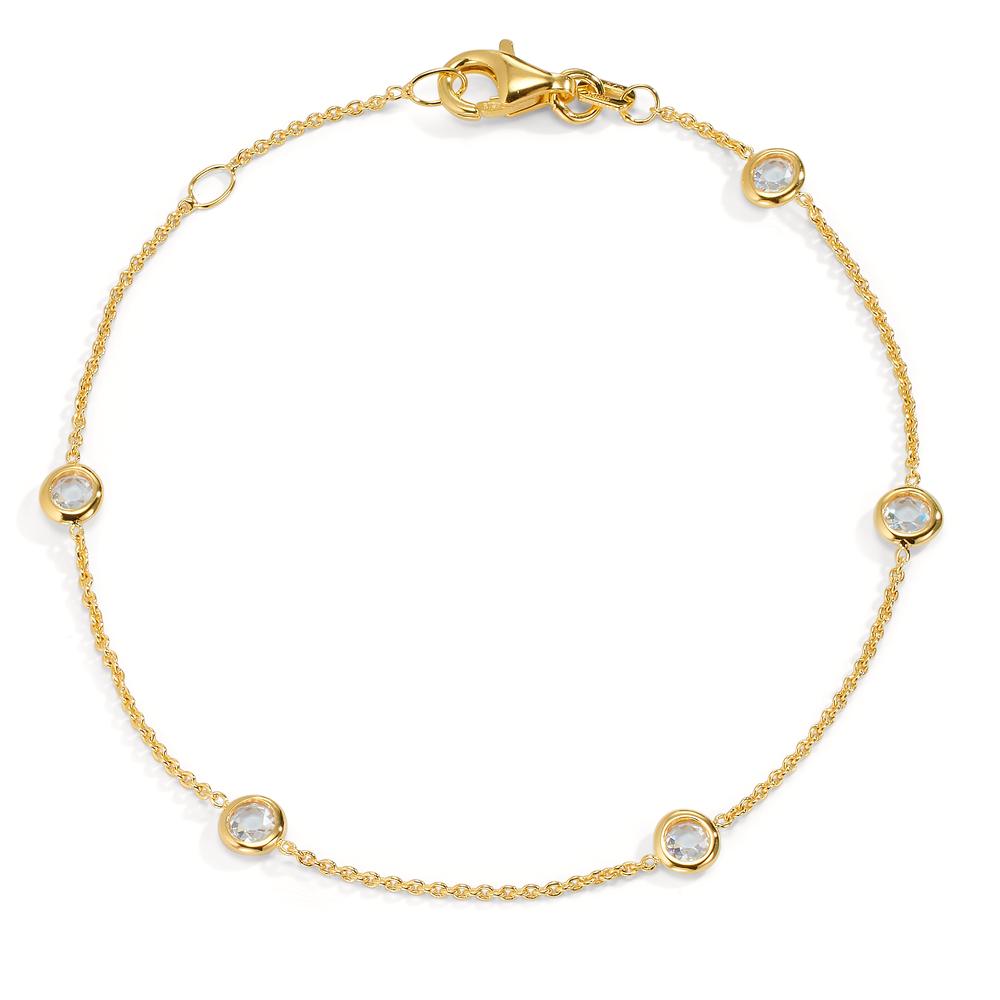 Bracelet 9k Yellow Gold Zirconia 5 Stones 17-19 cm