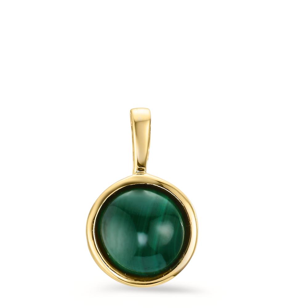 Pendant 9k Yellow Gold Malachite Ø8 mm