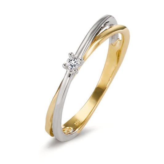 Ring 9k Yellow Gold, 9k White Gold Diamond 0.03 ct, w-si