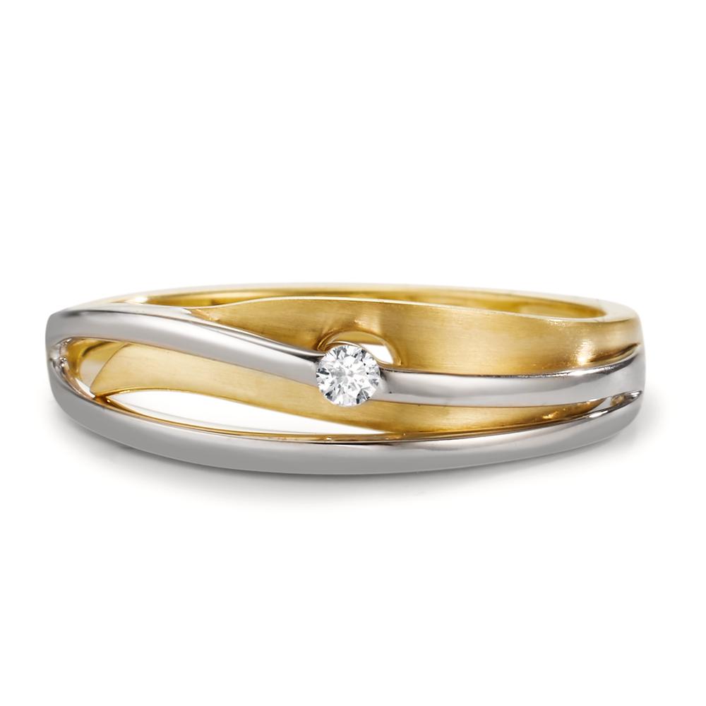 Ring 9k Yellow Gold, 9k White Gold Diamond 0.04 ct, w-si