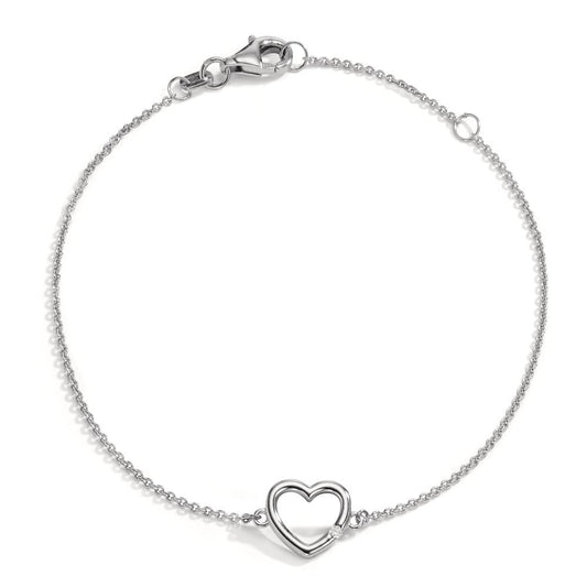 Bracelet 14k White Gold Diamond 0.01 ct, w-si Heart 15.5-18 cm