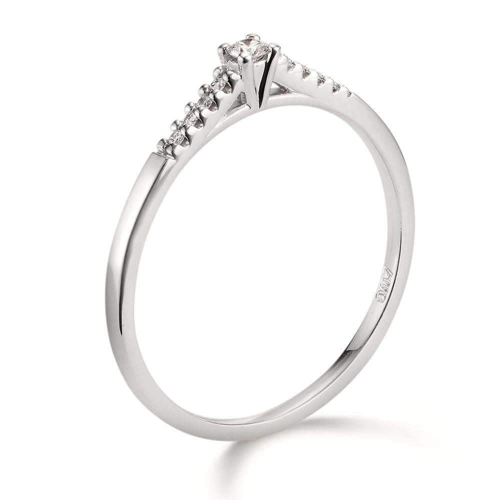 Solitaire ring 18k White Gold Diamond 0.07 ct, 9 Stones, w-si