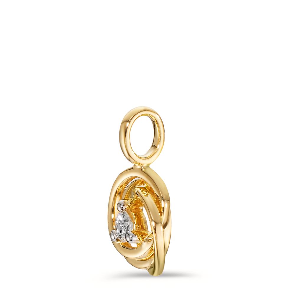 Pendant 18k Yellow Gold Diamond 0.10 ct, w-si Ø9 mm