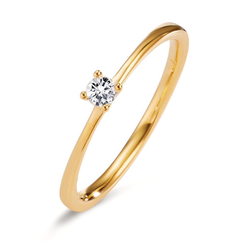 Solitaire ring 18k Yellow Gold Diamond 0.10 ct, w-si