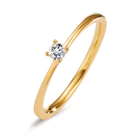 Solitaire ring 18k Yellow Gold Diamond 0.10 ct, w-si