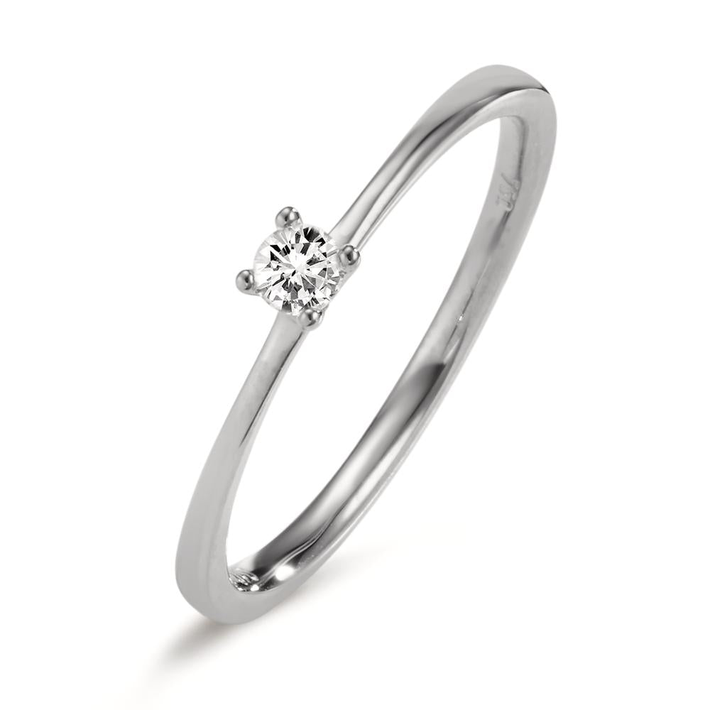 Solitaire ring 18k White Gold Diamond 0.10 ct, w-si