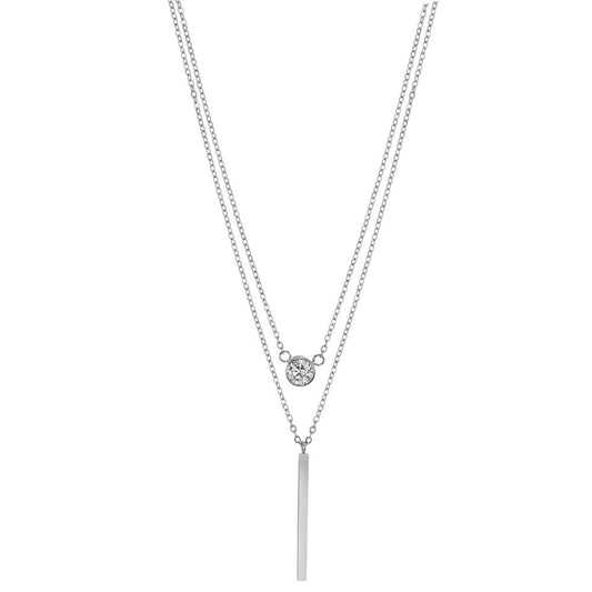 Necklace Stainless steel Zirconia 40-45 cm