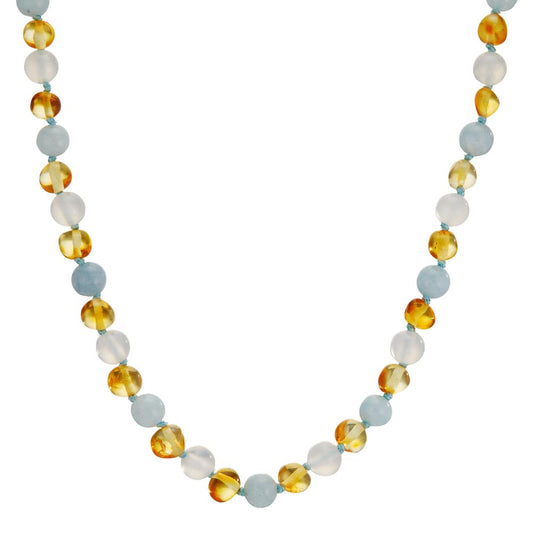 Necklace Amber Agate, Aquamarine 34 cm