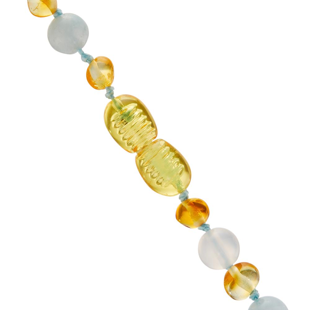 Necklace Amber Agate, Aquamarine 34 cm