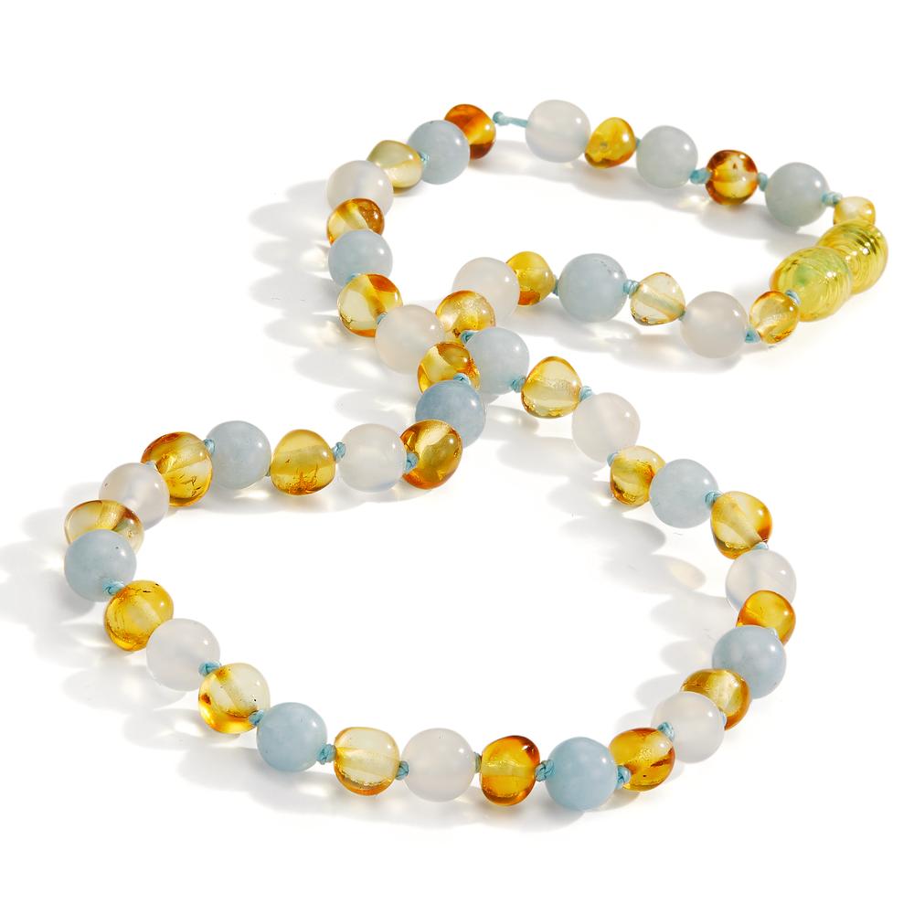 Necklace Amber Agate, Aquamarine 34 cm