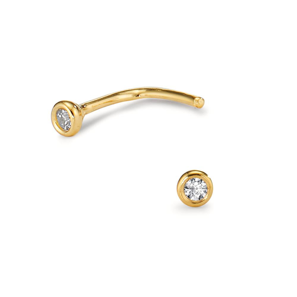 Nose Stud 18k Yellow Gold Zirconia White Ø2 mm